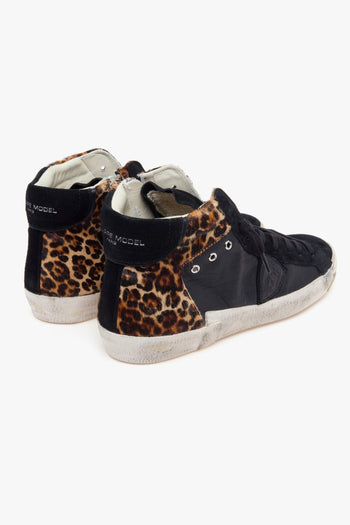Sneaker alta PRSX in pelle e cavallino maculato - 3