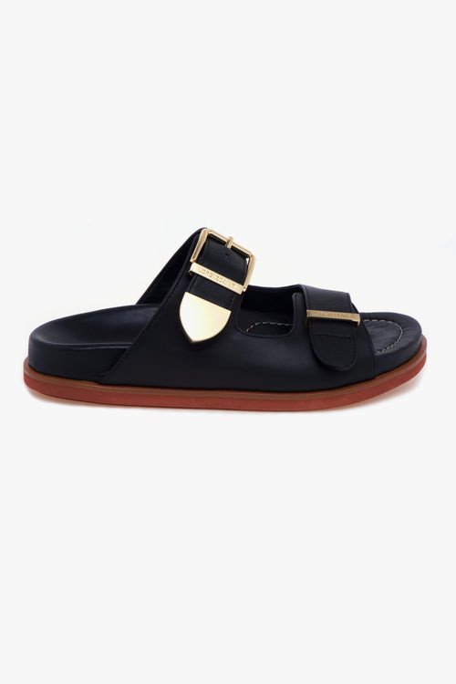 Ciabatta in pelle con doppia fascia e fussbet