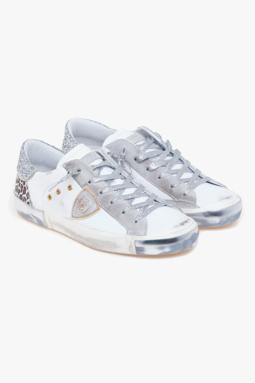 Sneaker Prsx in pelle e glitter con tallone maculato - 2