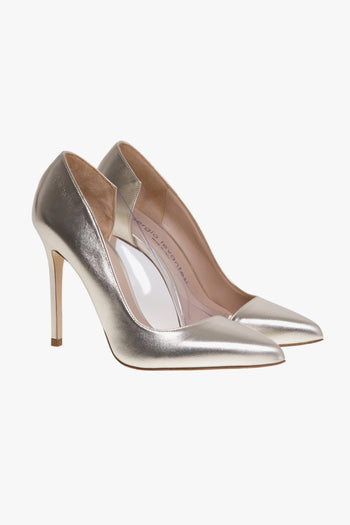 Decollete' in pelle laminata con scollo interno in plexi - 2