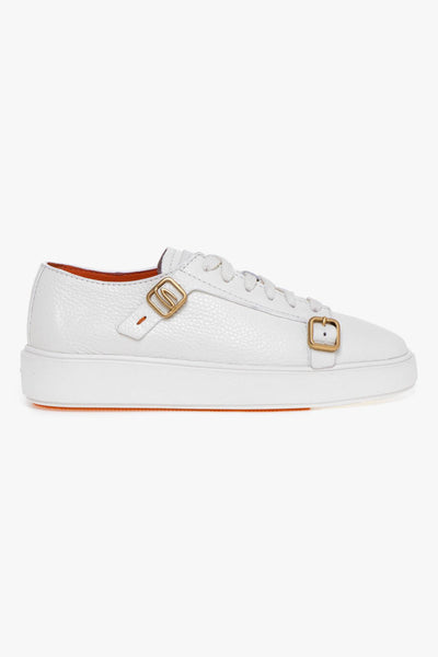 Sneaker in pelle martellata con fibbie