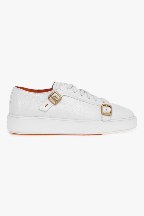 Sneaker in pelle martellata con fibbie