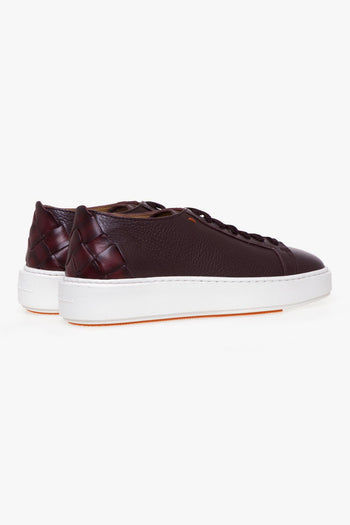 Sneaker in pelle con tallone intrecciato - 3