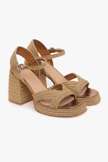 Sandalo Valle in tessuto laminato intrecciato e tacco 100 mm - 2