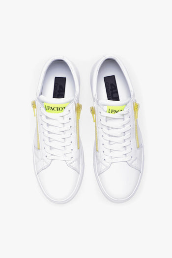 Sneaker in pelle con zip fluo - 5