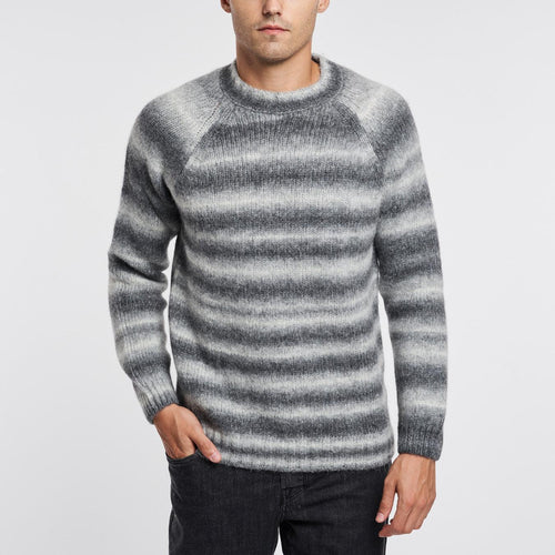 Maglione girocollo in alpaca con motivo righe