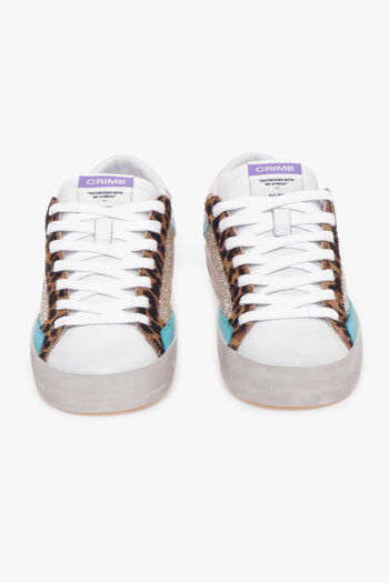 Sneaker "Distressed" in pelle e glitter - 5