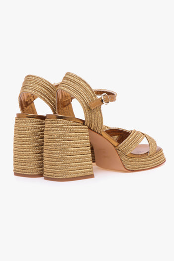 Sandalo Valle in tessuto laminato intrecciato e tacco 100 mm - 3