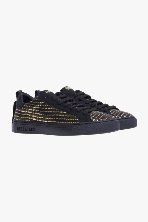 Sneaker in pelle stampa rettile con dettagli gold - 2