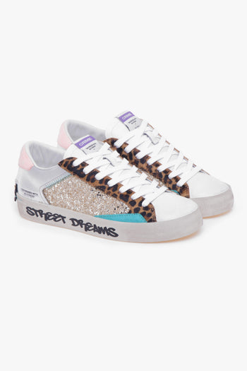 Sneaker "Distressed" in pelle e glitter - 2