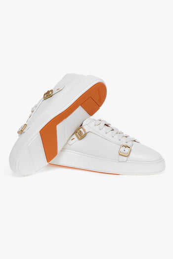Sneaker in pelle martellata con fibbie - 4