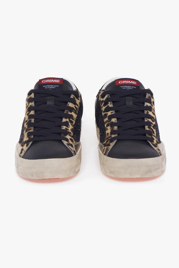 Sneaker "Distressed" in pelle e glitter - 5