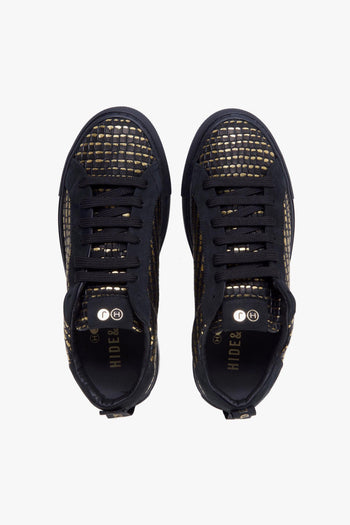 Sneaker in pelle stampa rettile con dettagli gold - 5