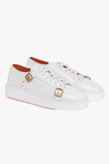 Sneaker in pelle martellata con fibbie - 2