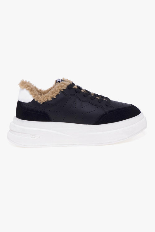 Sneaker in pelle e camoscio con maxi platform