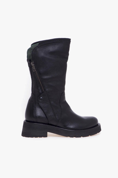 Polacco in pelle con zip Nero