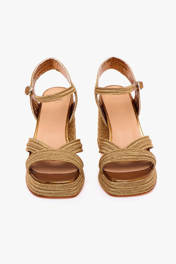 Sandalo Valle in tessuto laminato intrecciato e tacco 100 mm - 5