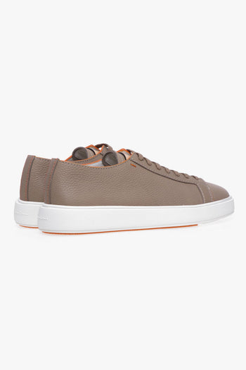 Sneaker in pelle martellata con piping arancio - 3