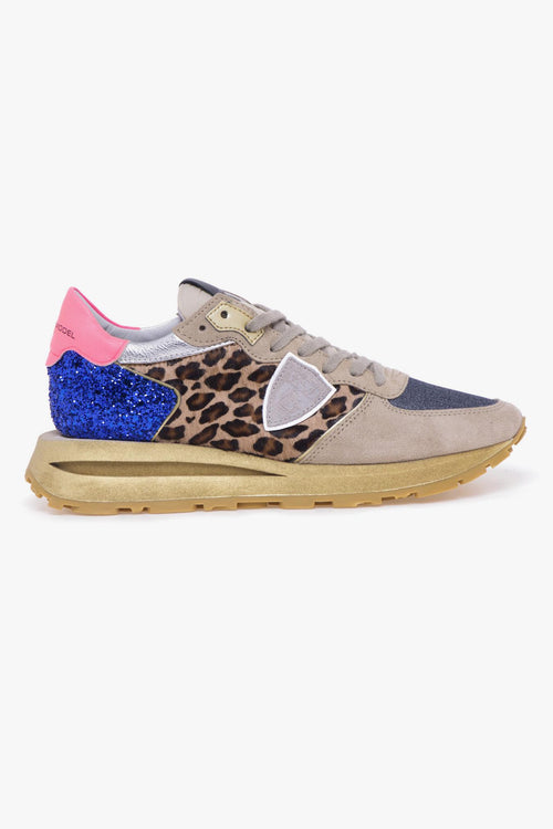 Sneaker Tropez Haute con inserti in cavallino e glitter