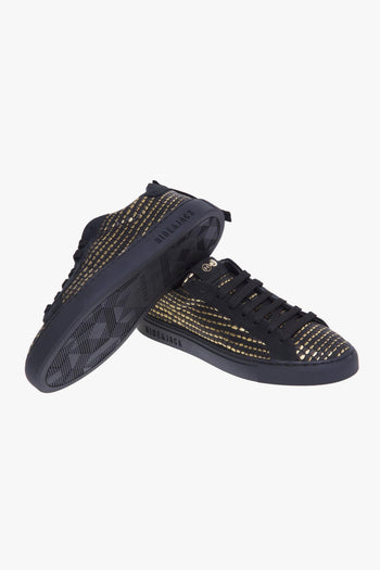 Sneaker in pelle stampa rettile con dettagli gold - 4