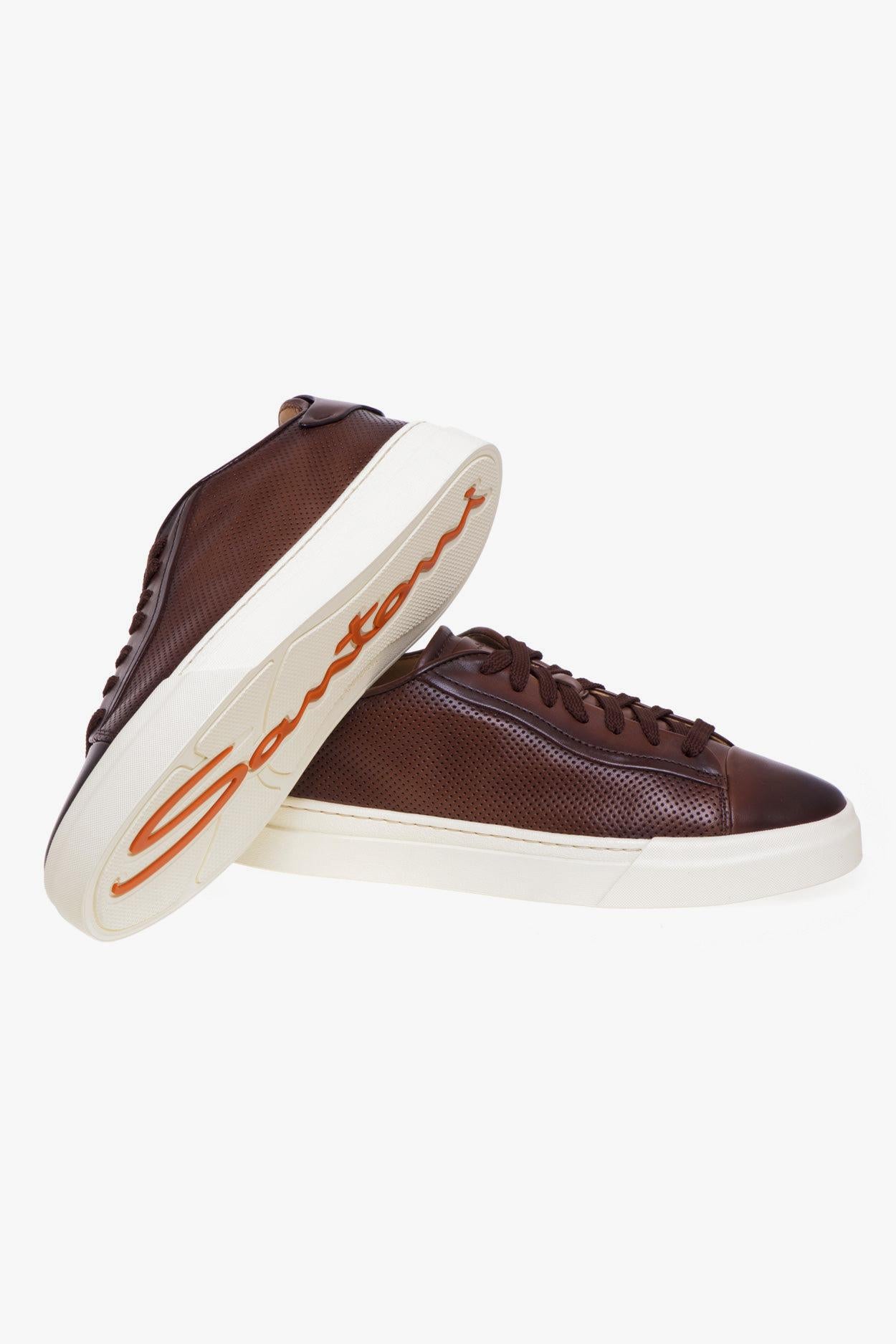 Italian men's sneakers in leather and suede - Shoes - Santoni Italian men's sneakers in leather and suede - Shoes - Santoni