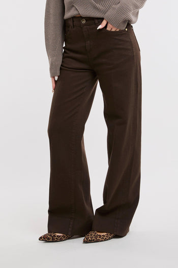 Pantalone palazzo in cotone effetto denim - 5