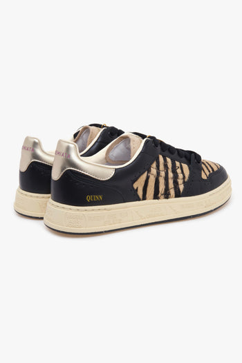 Sneaker Quinn in pelle e cavallino zebrato - 3