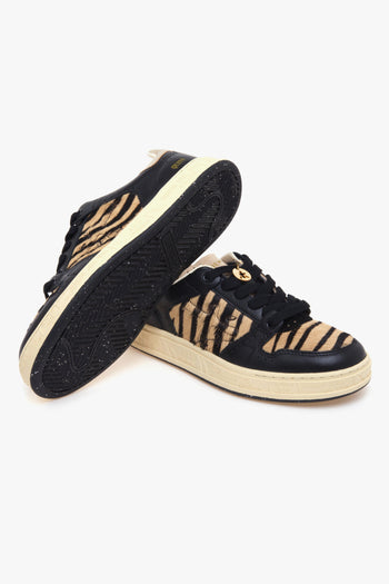 Sneaker Quinn in pelle e cavallino zebrato - 4