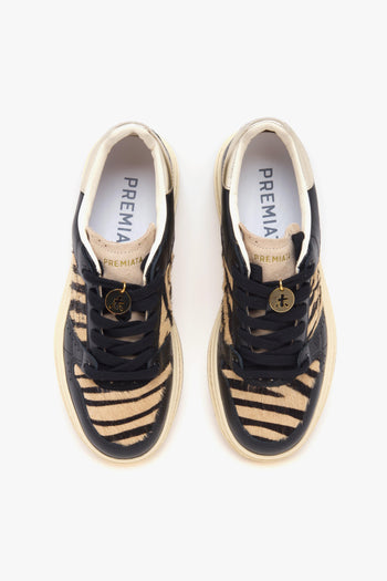 Sneaker Quinn in pelle e cavallino zebrato - 5