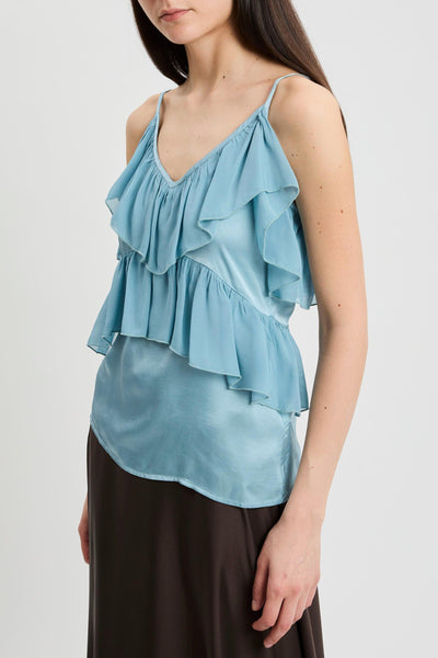 Top in viscosa con volant