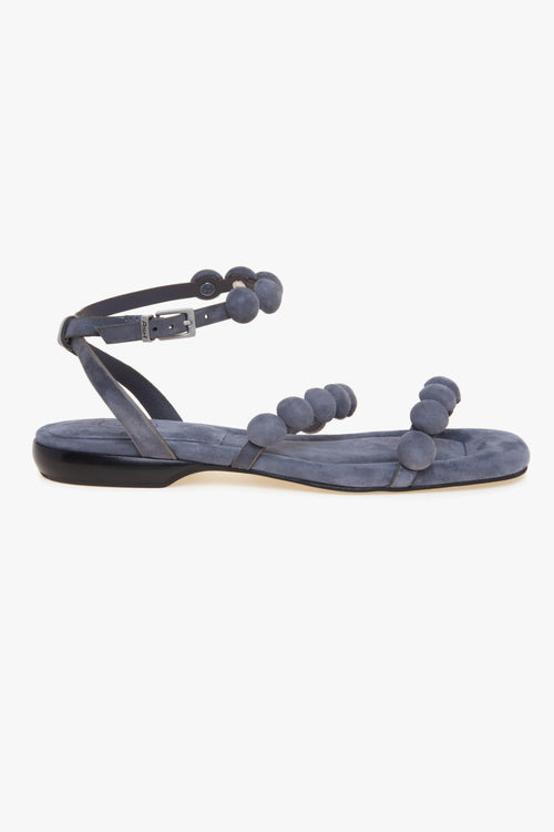 Sandalo flat regy in camoscio con mezze sfere rivestite