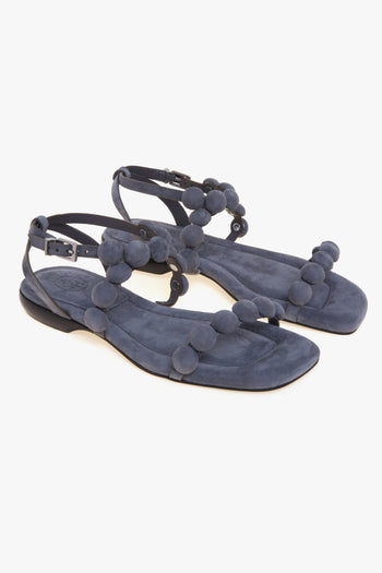 Sandalo flat regy in camoscio con mezze sfere rivestite - 2