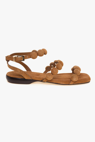 Sandalo flat regy in camoscio con mezze sfere rivestite