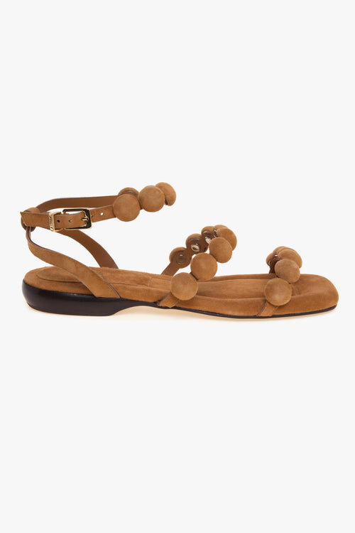Sandalo flat regy in camoscio con mezze sfere rivestite