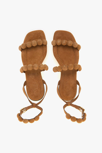Sandalo flat regy in camoscio con mezze sfere rivestite - 5