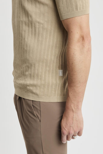 Maglia a girocollo con manica corta in cotone misto lino e seta - 5