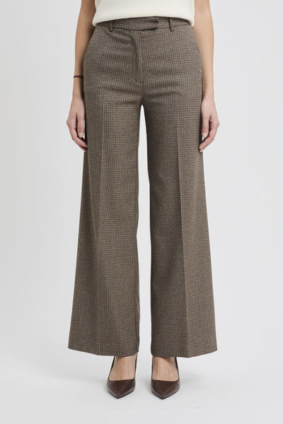 Pantalone flared con motivo a quadri