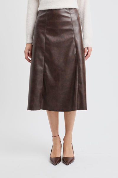Gonna longuette in ecopelle