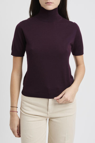 Dolcevita con manica corta in lana