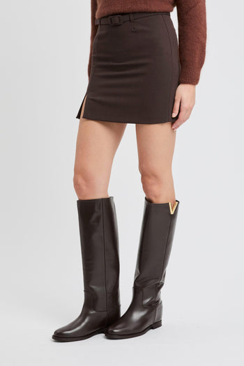 Gonna corta con spacchi e cintura - 3