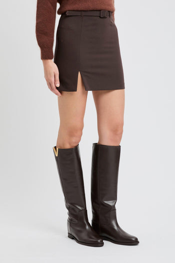 Gonna corta con spacchi e cintura - 4