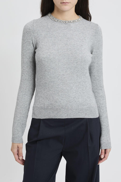 Maglia girocollo con strass