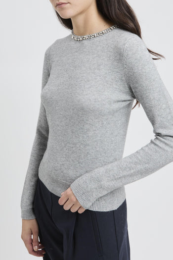 Maglia girocollo con strass - 3