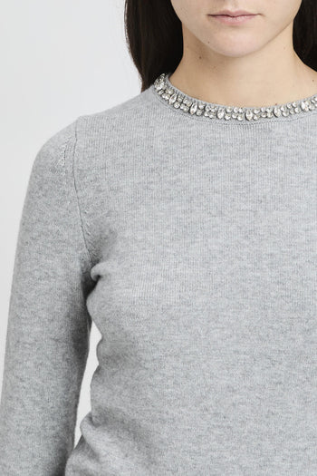 Maglia girocollo con strass - 7