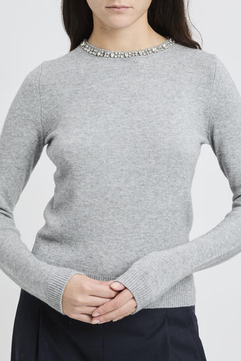 Maglia girocollo con strass - 8