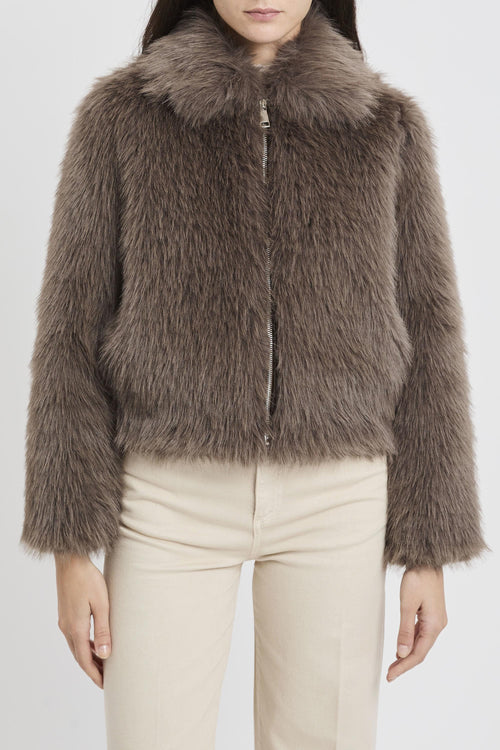 Pelliccia ecologica con zip