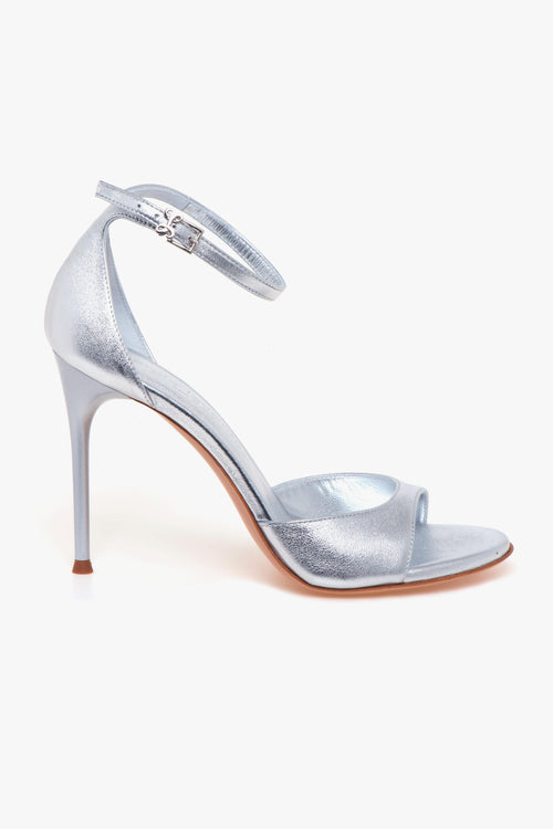 Sandalo in pelle laminata con tacco 105 mm