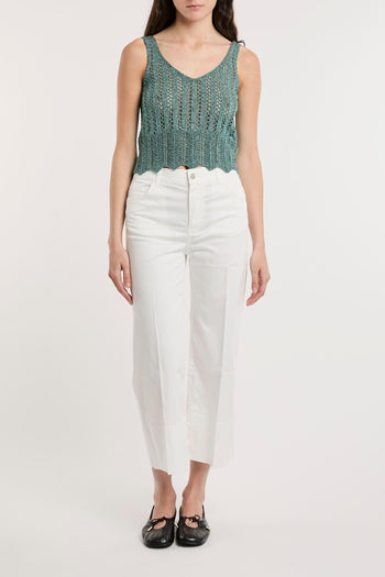 Top in crochet lurex con spalline - 2