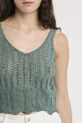 Top in crochet lurex con spalline - 3