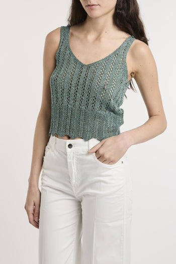 Top in crochet lurex con spalline - 4